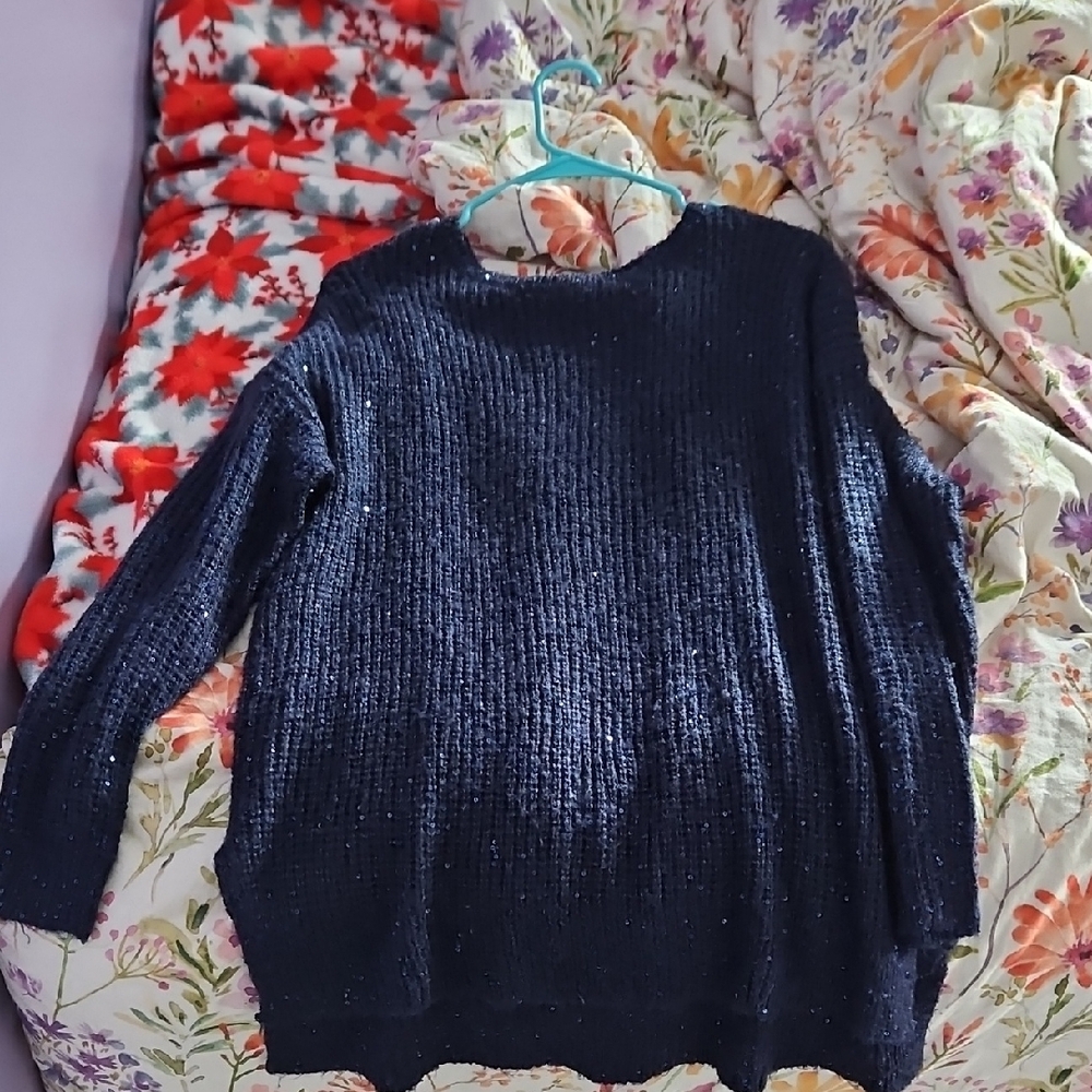 Women's dark blue sequin sweater